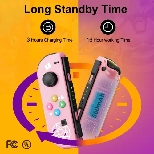 Vista 4 de Controller for Nintendo Switch, Replacement Wireless LR Controllers Support Dual VibrationWake-up