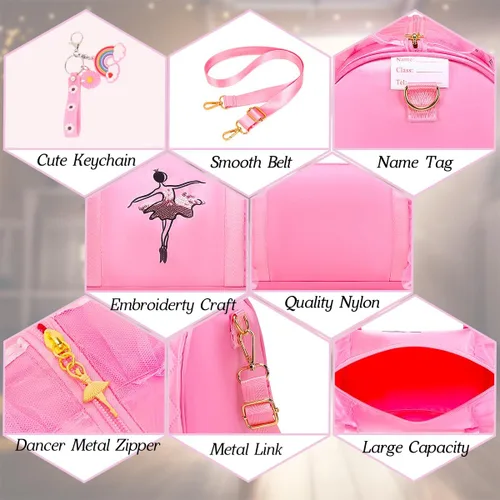 Vista 4 de Lindo Ballet Dance Bag Princess Mochila Rosa Bolso de hombro Niñas