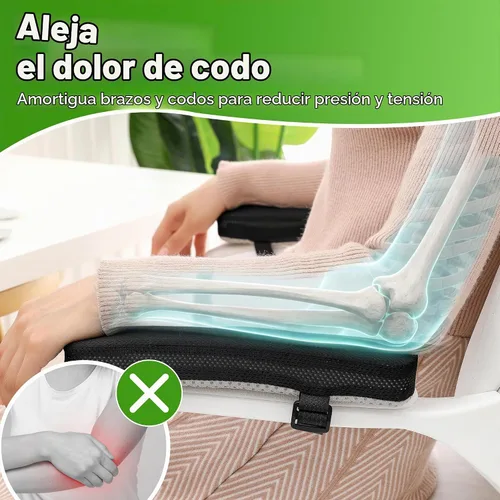 Vista 2 de LargeLeaf Reposabrazos para silla, cojines de gel refrescante, almohada de codo, alivio de presión, silla de oficina, silla de juegos, reposabrazos