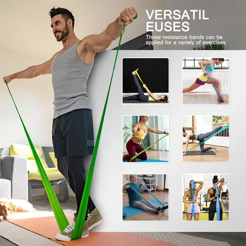 Vista 3 de 5 Pcs Professional Resistance Bands. Latex-Free, Elastic Band, Work Out Bands, Stretch Bands for Working Out Women or Men, Exercise Bands Set for