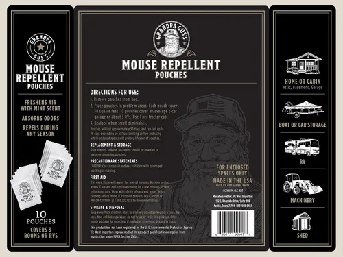 Vista 7 de Grandpa Gus's Bolsas repelentes de ratones extra fuertes, aceite de menta y canela, control de disuasión natural de roedores para garaje, RV
