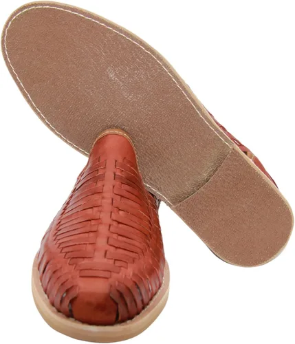 Vista 4 de Sandalias Huarache mexicanas auténticas de cuero para hombre con puntera cerrada