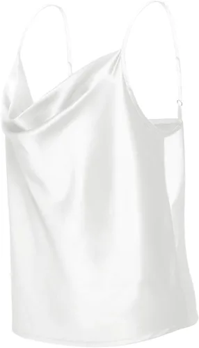Vista 3 de TOUTOUAI - Blusas de tirantes de satén con cuello holgado para mujer