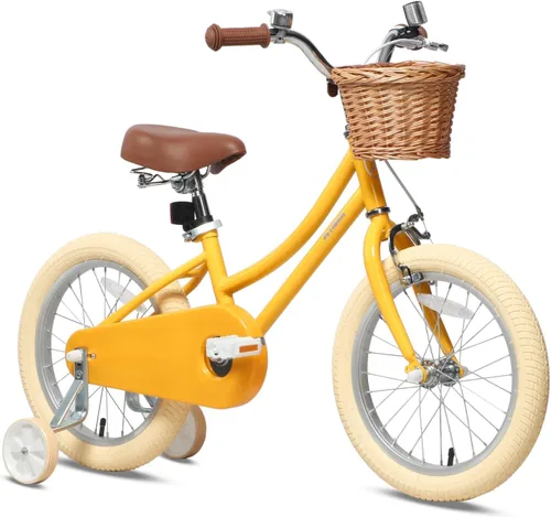 Vista 19 de Petimini Vintage Kids Bike for Girls, 12–20 Inch Classic Bicycle with Wicker Basket & Bell, High Tensile Steel Frame, Training Wheels (12–18”), 85%