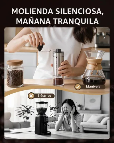 Vista 5 de CIRCLE JOY Molinillo de café manual con 40 ajustes externos ajustables, molinillo de granos de café de cerámica cónico de cerámica, molinillo