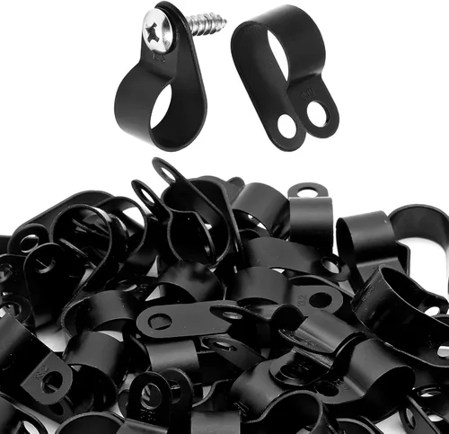 Vista 4 de 120 abrazaderas de cable tipo R de 1/2 pulgada, clips de cable de alambre de nailon con tornillos M4, clips de sujeción de cable de montaje