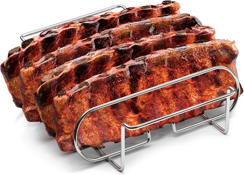 Vista 11 de Sorbus Parrilla antiadherente para costillas – estante para asar de acero bañado en porcelana – apto para 4 costillares para asar y barbacoa