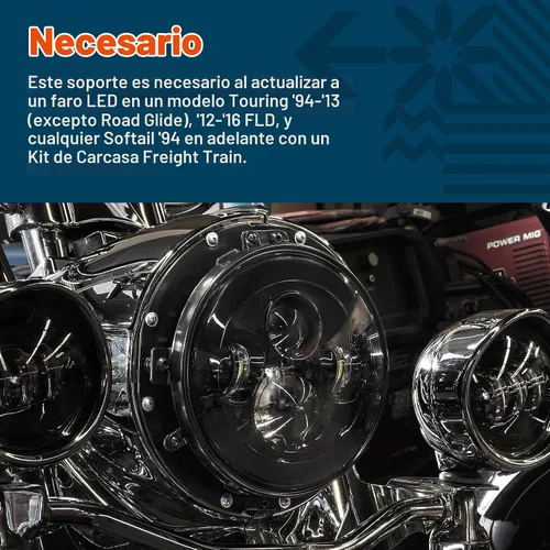 Vista 2 de True Mods - Soporte de montaje de anillo redondo negro de 7 pulgadas para faros delanteros compatible con Harley Davidson Road King Electra Glide