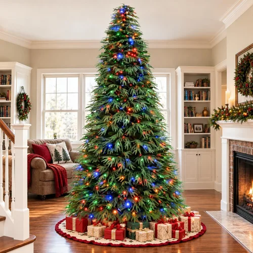 Vista 10 de Hykolity Árbol de Navidad de sauce preiluminado de 7.5 pies, 5490 puntas Sauce flocado