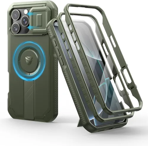 Vista 46 de Dexnor - Funda para iPhone 12 & iPhone 12 Pro con tapa deslizante para cámara, soporte ajustable y protector de pantalla integrado, carcasa