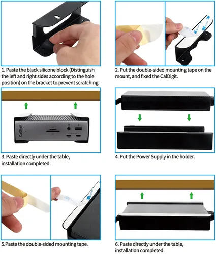Vista 7 de Soporte para debajo del escritorio para Thunderbolt 4/Thunderbolt 3 Dock y cable de alimentación, estante de almacenamiento de hierro debajo