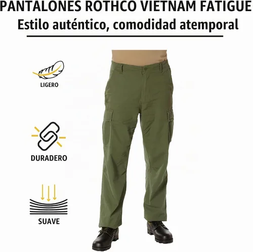 Vista 3 de Pantalón antifatiga clásico R/S Vietnam Rothco Verde oliva (Olive Drab)