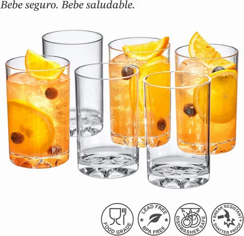 Vista 3 de Amazing Abby - Liberty - Vasos de plástico de 10 onzas (juego de 6), vasos para beber, vasos reutilizables, sin BPA, a prueba de roturas, aptos