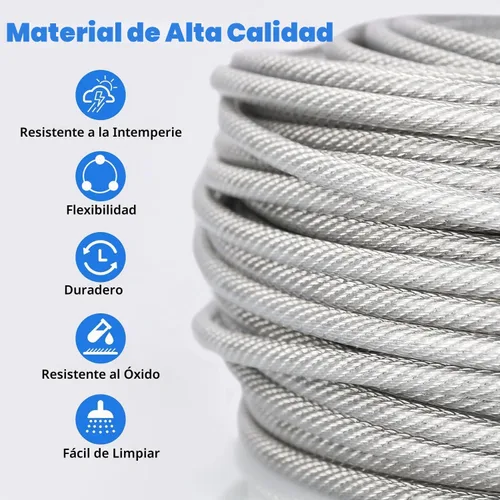 Vista 4 de Cable de 3/16", cable de acero recubierto de PVC de 50 pies