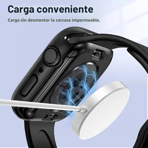Vista 7 de Goton Funda impermeable 2 en 1 para Apple Watch, protector de pantalla para series 6/5/4, SE 3/2/1 de 40mm, cubierta frontal de vidrio protectora