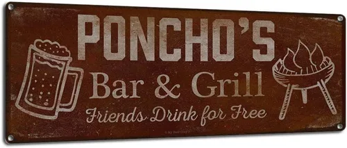 Vista 94 de Adam's Bar and Grill Friends Drink for Free, cartel de aluminio de 5.75 x 15.5 pulgadas, accesorios personalizados para bar y decoración de pared
