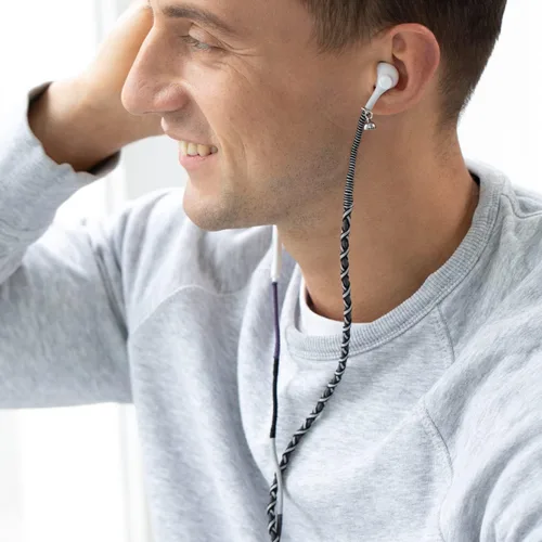 Vista 2 de Auriculares intrauditivos Jack de 0.138 in con micrófono, cable sin enredos, sonido pesado, pulsera de graves estéreo compatibles con auriculares