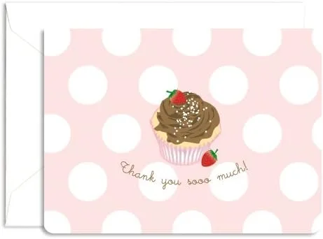Vista 2 de Tarjetas de agradecimiento en caja Dolce - Cupcake Línea de papelería Rungtong & Co
