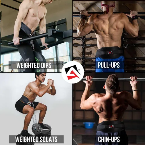 Vista 7 de AQF Cinturón de inmersión para culturismo, levantamiento de pesas, cadena de inmersión, ejercicio, gimnasio, entrenamiento, neopreno