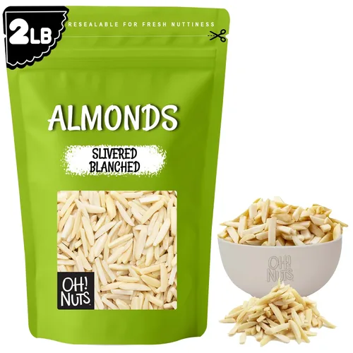 Vista 16 de Oh! Nuts Almendras blanqueadas plateadas – crudas – 100% naturales – 1.5 libras – Palitos de almendras blancas – Empaquetados en bolsa con cierre