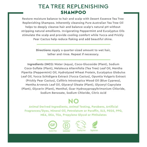 Vista 4 de Desert Essence, champú para reponer árbol de té, 12.9 onzas líquidas