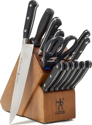 Vista 7 de HENCKELS Juego de bloques de cuchillos de 14 piezas 6 cuchillos de carne, para pelar, utilidad dentada, preparación, pan, chef, afilar acero