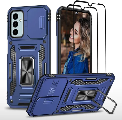 Vista 8 de Jeylly Funda compatible con Samsung Galaxy A12, Samsung Galaxy A12 con protector de pantalla de vidrio templado, protección contra caídas de grado