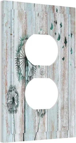 Vista 30 de Cubiertas Decorativas para Placas de Interruptor Diente de León Azul Rústico Citas Inspiradoras Casa de Campo Tablón de Madera Gris 1 Gang Cubierta