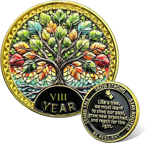Vista 14 de Árbol de la resiliencia Conmemorativa Recuperación de Monedas Adicción a la Recuperación de Monedas NA AA Fichas y Medallones Moneda de desafío