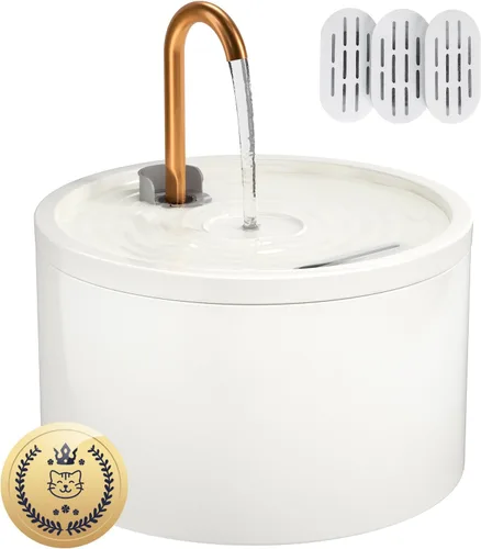 Vista 9 de MISFANS Fuente de Agua de Cerámica para Gatos - 2.1L/71oz - Cuerpo Totalmente de Cerámica y Caño de Agua de Cobre Puro - No Tóxico - Fuente