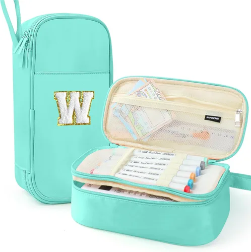 Vista 47 de Estuche Grande para Lápices, Bolsa de Lápices de Gran Capacidad, Bolsa de Lápices Personalizada con Inicial con Cremallera Suave, Múltiples