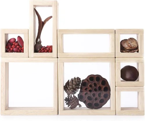 Vista 8 de Guidecraft Bloques de tesoros - Transparentes: bloques de observación de madera lisa con ventanas transparentes, juguete educativo para niños