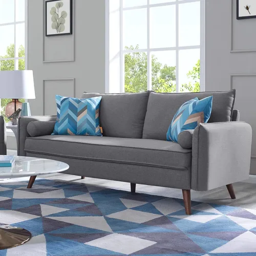 Vista 7 de Modway Revive Sofá tapizado de tela moderna contemporánea en azul Celeste