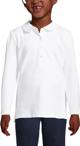Vista 3 de Lands' End Polo de manga larga con cuello Peter Pan para niñas