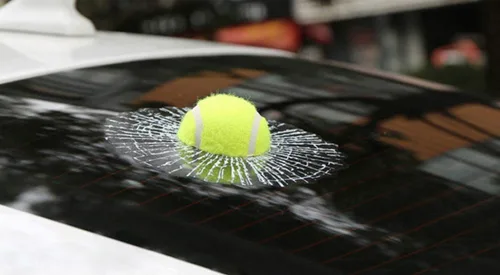 Vista 6 de Pegatinas 3D para coche, diseño interesante y divertido, la ventana del coche fue rota por la pelota. (Béisbol)