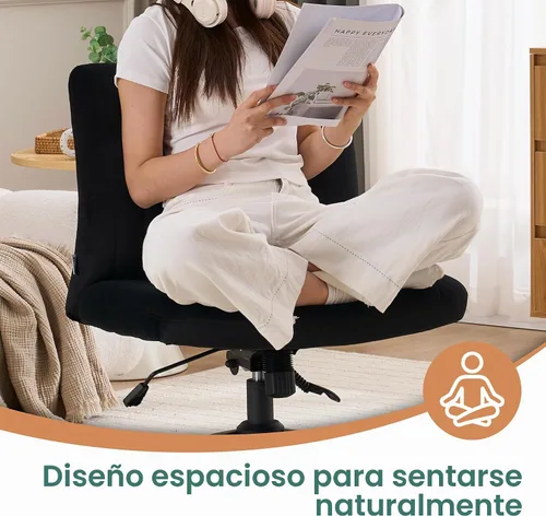 Vista 6 de NYPOT Silla de escritorio cruzada ajustable y sin brazos con ruedas