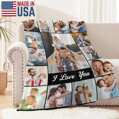 Vista 3 de Regalos para papá, manta de regalo personalizada con imagen, manta personalizada para el Día del Padre con foto, manta personalizada de cumpleaños