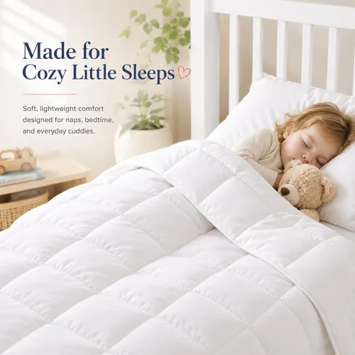 Vista 4 de Continental Bedding Edredón para niños pequeños, relleno de edredón de microfibra 100%, manta para dormir con funda de algodón, se adapta a cuna