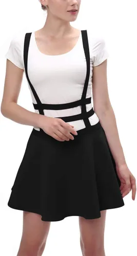 Vista 4 de Urban CoCo Womens Elastic Waist Pleated Short Braces Skirt
