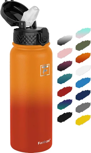 Vista 35 de Fanhaw Botella de agua de acero inoxidable aislada para niños de 20 onzas con tapa con popote, a prueba de fugas y antipolvo, botella de uso diario