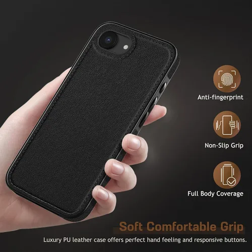 Vista 5 de LOHASIC Funda para iPhone 17e, para iPhone 16e, funda de cuero, delgada y delgada de lujo, agarre antideslizante, resistente a prueba de golpes