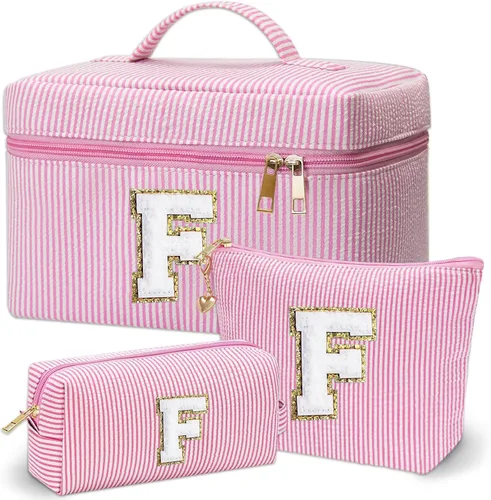 Vista 11 de Bolsa de maquillaje Adoryoung 3 piezas rosa+azul, Azul, A