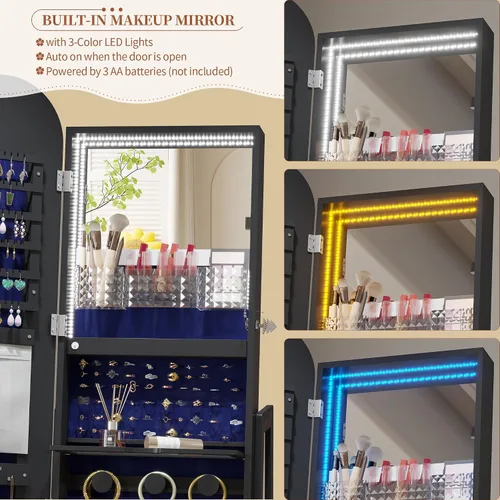 Vista 7 de Gabinete de la joyería del espejo-6288+6227+6276 (H - Negro)