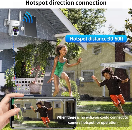 Vista 7 de Cámaras para seguridad en el hogar inalámbrica solar al aire libre, cámara de seguridad Alexa exterior, cámara WiFi exterior de 360 PTZ, lente dual