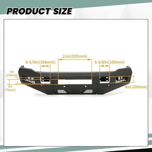 Vista 4 de HECASA Parachoques delantero compatible con Dodge Ram 2500 2010-2018 3500 W/18 W, luces LED, diseño de malla, mantiene los ganchos de remolque