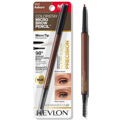Vista 12 de Revlon ColorStay Micro lápiz de cejas con cepillo de carrete integrado, impregnado con aceite de argán y marula, impermeable, a prueba de manchas