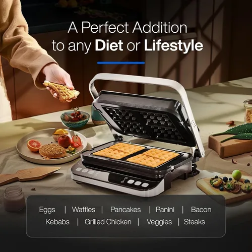 Vista 6 de Yedi 6-in-1 Indoor Grill, Waffle Maker & Panini Press