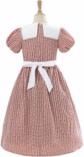 Vista 9 de Nuoqi Vestidos de pionera para niñas, disfraz colonial de Laura Ingalls Wilder