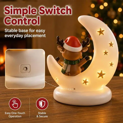 Vista 4 de Luces nocturnas de Navidad, 2027 nueva figura de luna de Papá Noel con luz Muñeco de nieve