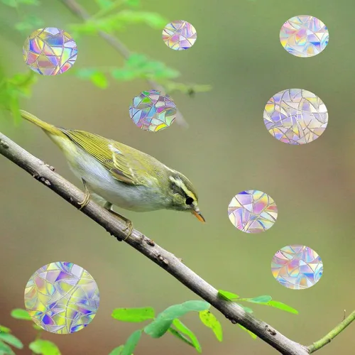 Vista 6 de ROROP 36 calcomanías de arco iris anticolisión para ventana, evita que los pájaros se colisionen en ventanas, vinilo prismático no adhesivo